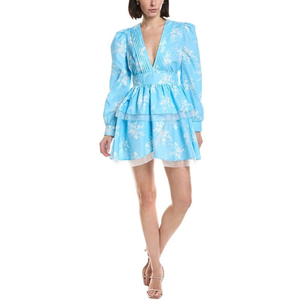 Hl Affair Womens  Long Sleeve Mini Dress, Blue